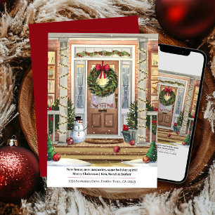 Cartão De Festividades Varanda da Frente de Natal Aconchegante Nova Casa 