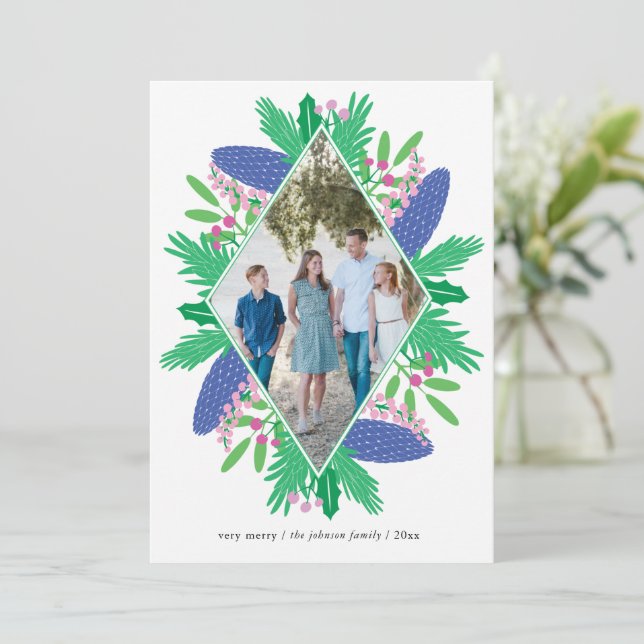Cartão De Festividades Várias Fotografias de Natal do Feriado Diamond Woo (Em pé/Frente)