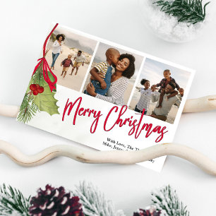 Cartão De Festividades Várias Fotografias de Natal Holly