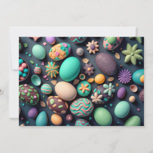 Cartão De Festividades Vários Ovos De Páscoa Deliciosos E Coloridos