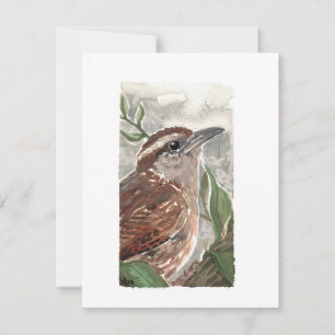 Cartão De Festividades Vazio - Carolina Wren Watercolor Impressão