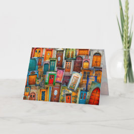 Cartão De Festividades Vazio de Arte de Porta Todas Ocasião Viagem Colori