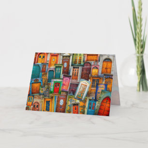 Cartão De Festividades Vazio de Arte de Porta Todas Ocasião Viagem Colori