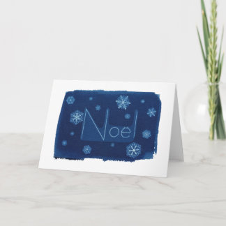 Cartão De Festividades Vazio de Cyanotype do floco de neve de Noël