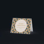 Cartão De Festividades Vazio Personalizado de Deco Vintage Verde de Natal<br><div class="desc">Este cartão festivo dobrado apresenta um padrão geométrico vintage art deco em verde e ouro com uma saudação editável.</div>