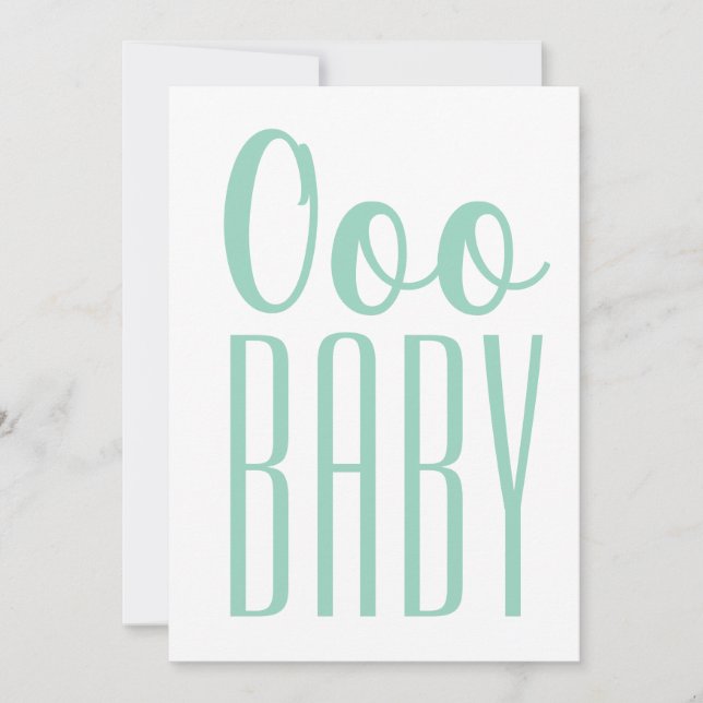 Cartão De Festividades Vazio Verde Ooo BABY: Menino ou Chá Saudação (Frente)