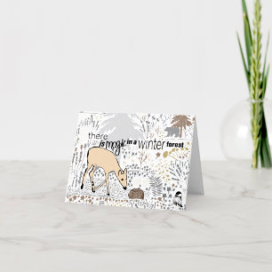 Cartão De Festividades Veado Mágico da Floresta de inverno