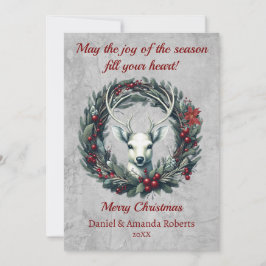 Cartão De Festividades Veado pacífico com terra de Holly Berries