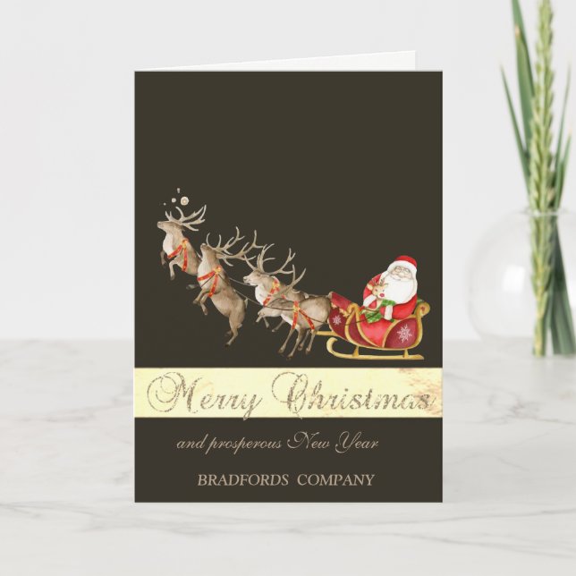 Cartão De Festividades Veados Elegantes O Santa Claus Sleight (Frente)