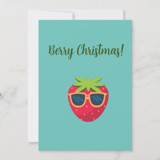 Cartão De Festividades Vegan Berry Christmas com StrawberryGreeting Card (Frente)
