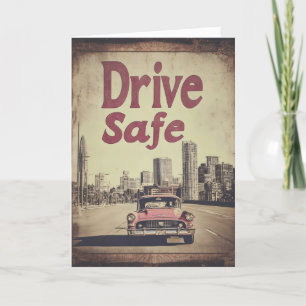 Cartão De Festividades Veículo Retro City Pink Seguro
