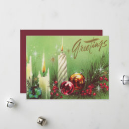 Cartão De Festividades vela de natais vintages retrorreflectores
