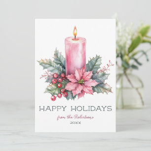 Cartão De Festividades Vela de Natal de Cores Aquáticas PERSONALIZADAS El
