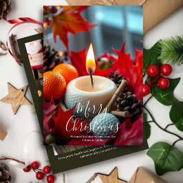 Cartão De Festividades Vela de Natal de Golf ・ Foto da Família Olive