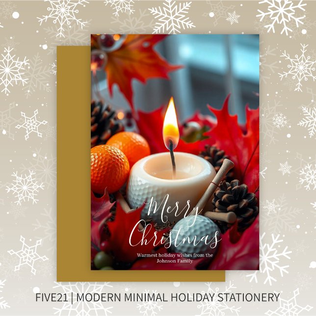 Cartão De Festividades Vela de Natal de Golfe - Dourada (Criador carregado)