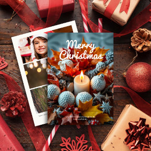 Cartão De Festividades Vela de Natal Golf ・ Foto da Família