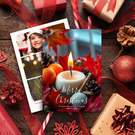 Cartão De Festividades Vela de Natal Golf ・ Foto da Família