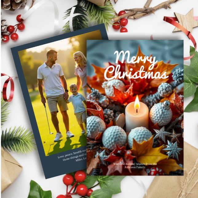 Cartão De Festividades Vela de Natal Golf ・ Marinho de Fotografia da Famí (Criador carregado)