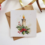Cartão De Festividades Vela De Natal Holly Sai E Pintou Berries<br><div class="desc">Vela De Natal Holly Sai E Pintou Berries</div>