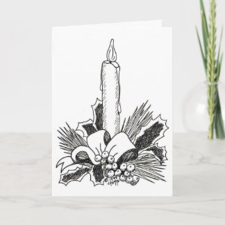 Cartão De Festividades Vela de Natal Ilustrada