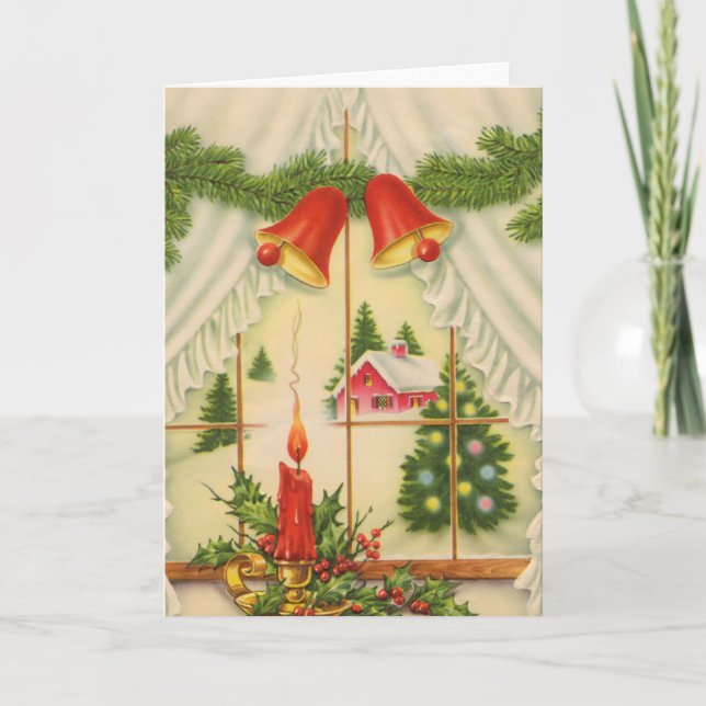 Cartão De Festividades Vela na janela (Frente)