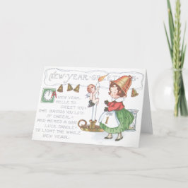 Cartão De Festividades Vela Sino de Ano Novo Infantil Relógio Ampulheta