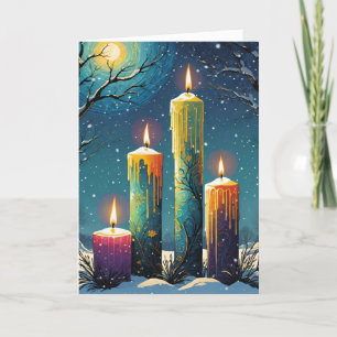 Cartão De Festividades Velas arco-íris do Wiccan Imbolc na Floresta de Ne