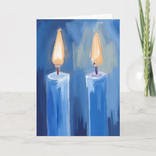Cartão De Festividades Velas Azuis de Hanukkah