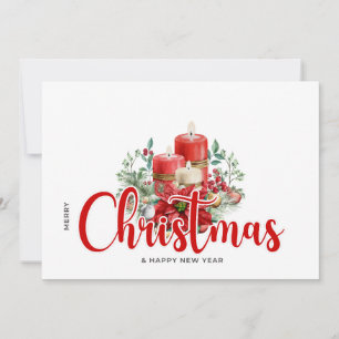 Cartão De Festividades Velas de Natal aquarela Flora e Floral 