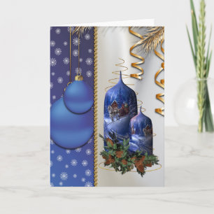 Cartão De Festividades Velas de Natal Azul