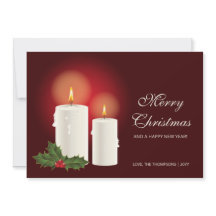 Velas de Natal Brancas em Vermelho com Texto Perso