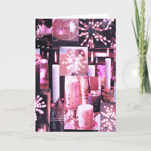 Cartão De Festividades Velas de Natal e Sparkles Folheados