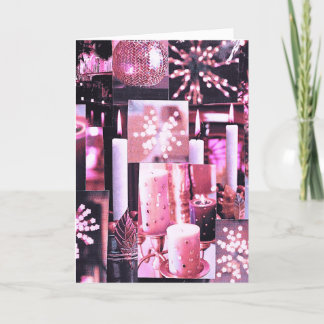 Cartão De Festividades Velas de Natal e Sparkles Folheados