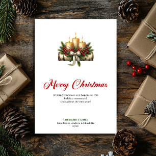 Cartão De Festividades Velas de Natal elegantes com design de pinheiro e
