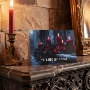 Cartão De Festividades Velas de Natal Góticas Bênçãos do Yule