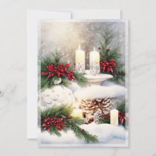 Cartão De Festividades velas de Natal na neve orçamento 
