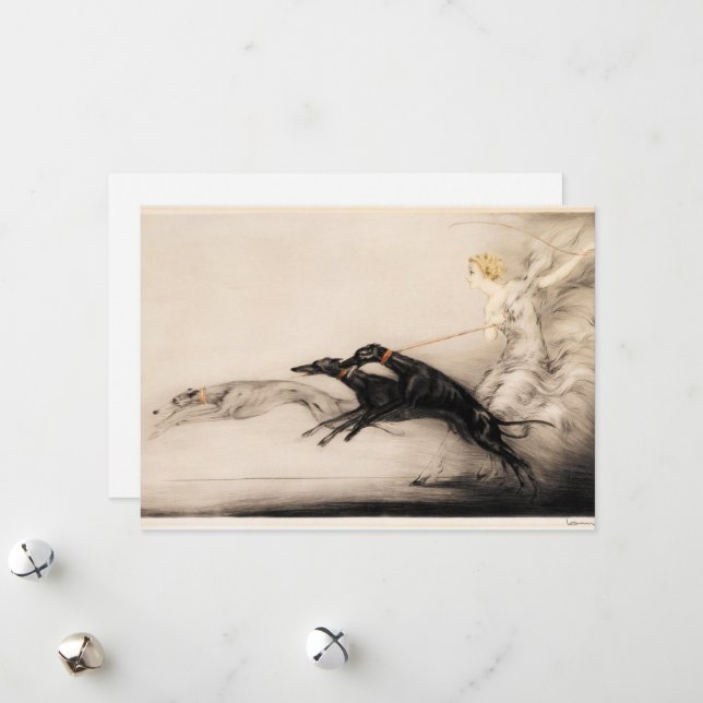 Cartão De Festividades Velocidade II, Vitesse, 1933, por Louis Icart (Frente/Verso In Situ)