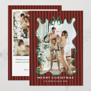 Cartão De Festividades Veludo Vintage Natal Arco Vermelho Coquette 5 Foto