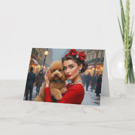 Cartão De Festividades Velvet The Poodle Holiday Card