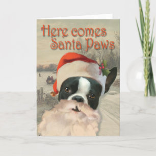 Cartão De Festividades Vêm aqui as patas do papai noel