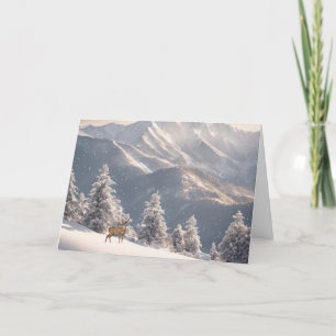 Cartão De Festividades Vendeiro De inverno De Natal Na Montanha