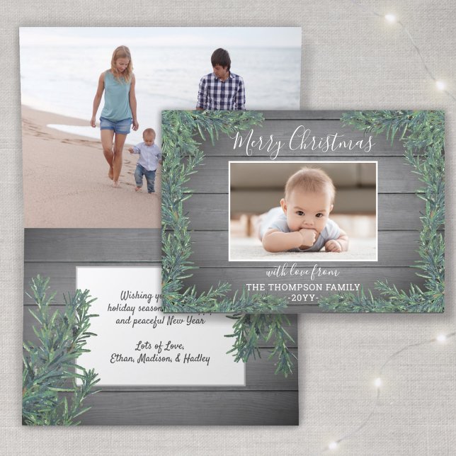 Cartão De Festividades Veneração Natal e Madeira de Cinza 2 Foto dobrada (Criador carregado)