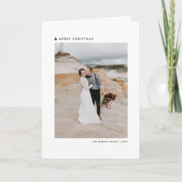 Cartão De Festividades Verde Árvore de Natal Moderno Foto Feliz de Natal