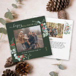 Cartão De Festividades Verde Botânico Floresta Elegante de Cores Aquática<br><div class="desc">Você vai adorar estes bonitos cartões de Natal! Eles apresentam arranjos botânicos de aquarela com névoa,  ramificações de pínus,  bagas e hálito de bebês.</div>