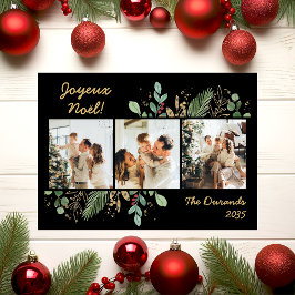 Cartão De Festividades Verde Botânico Moderno Foto Joyeux Noel