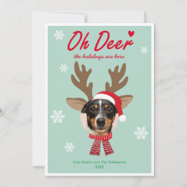 Cartão De Festividades Verde de Natal com Reindeer Personalizado