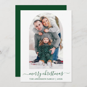 Cartão De Festividades Verde de Natal do Arco de Fotografias da Caligrafi