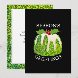 Cartão De Festividades Verde de pudim festivo moderno GLIPE Natal
