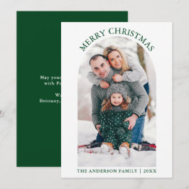 Cartão De Festividades Verde do Arco de Fotos de Natal Moderno Feliz