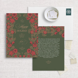 Cartão De Festividades Verde Escuro Floral Inspirado no Morris